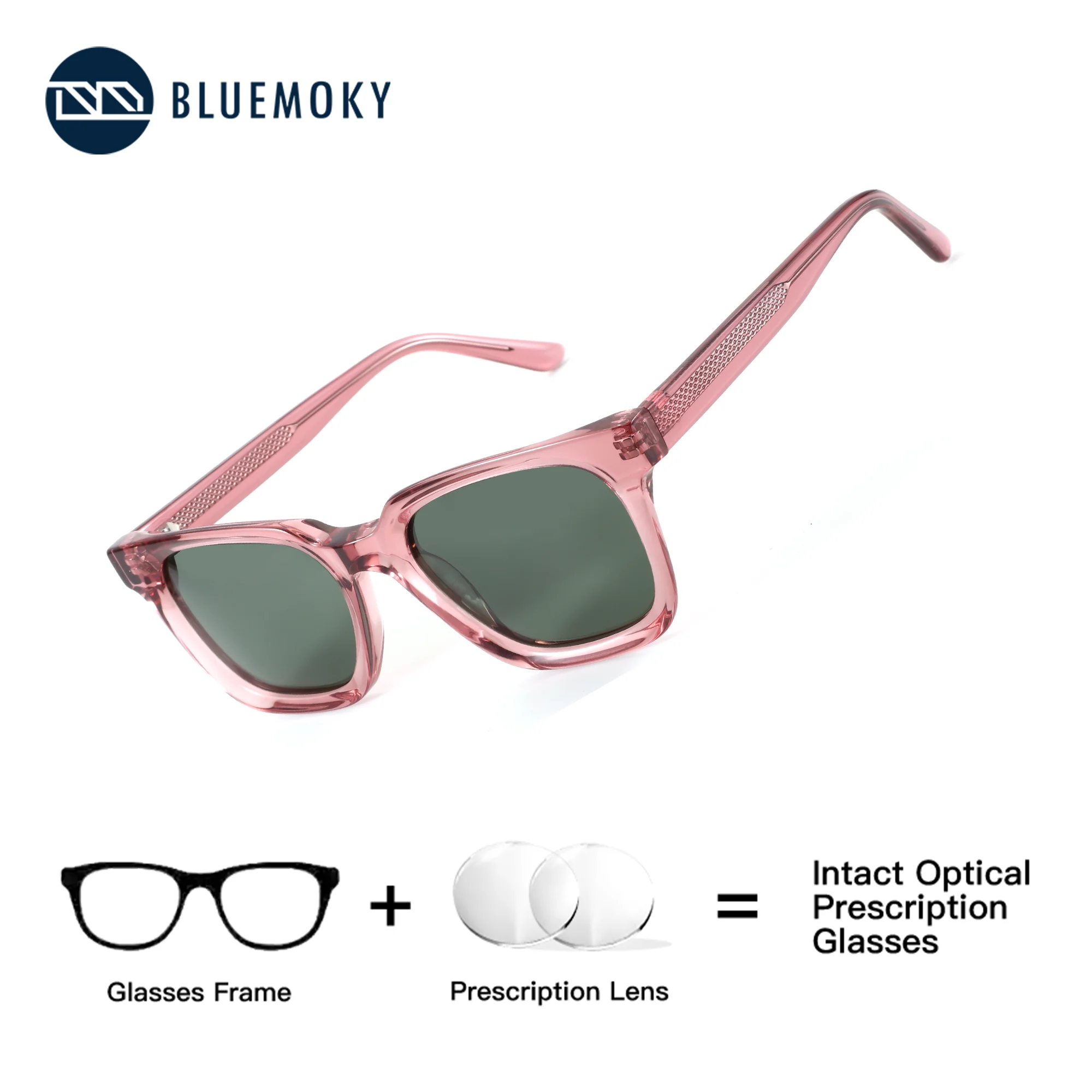 

BLUEMOKY Acetate Square Prescription Sunglasses Progressive Multifocal Women Glasses Vision Correction UV400 Protection