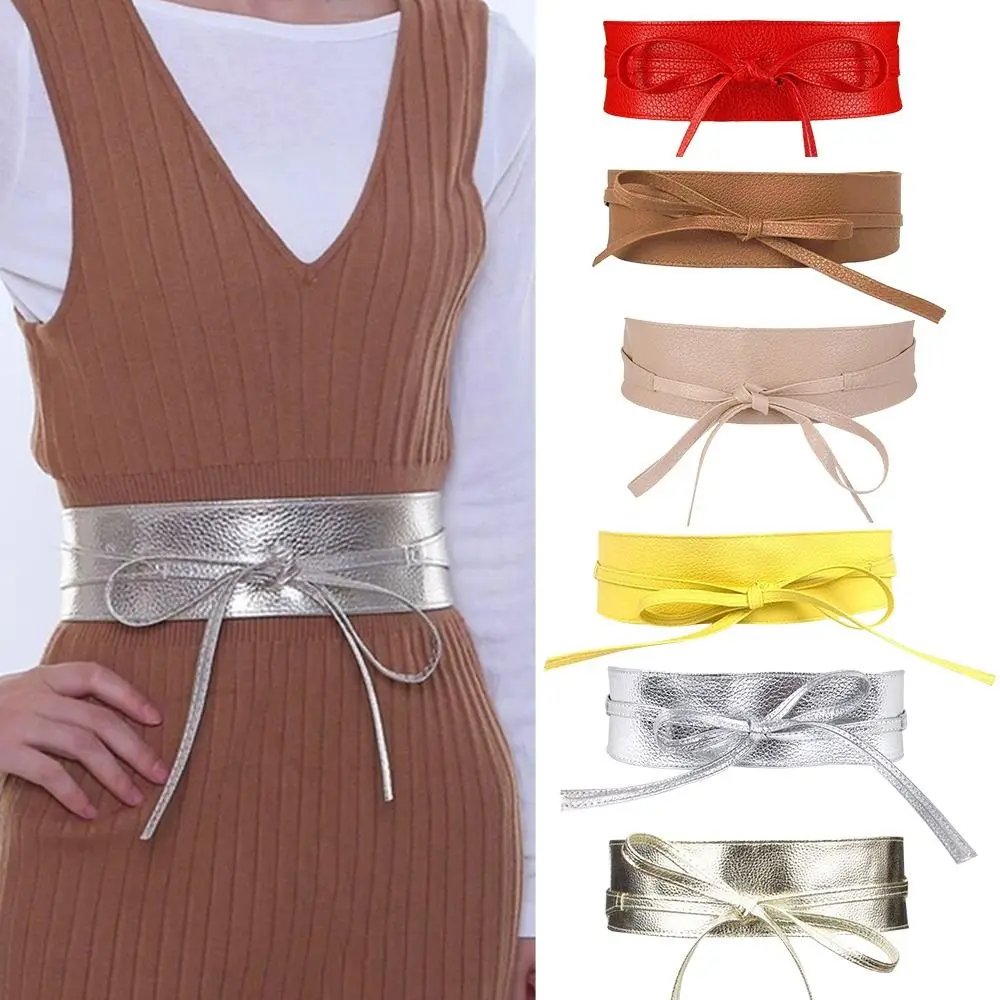 Luxury Simple Wrap Slim Fit Corset Waistband Leather Belt Wide Waist Band Ladies Dress Cummerbands