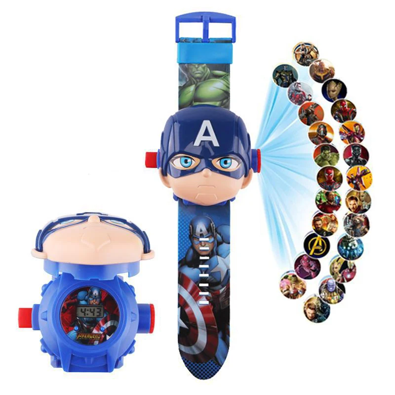 Disney Marvel Figure Spiderman Minnie McQueen 24 Projection Watch Digital Clock Student Wristwatches Kids Toy Boy Birthday Gifts