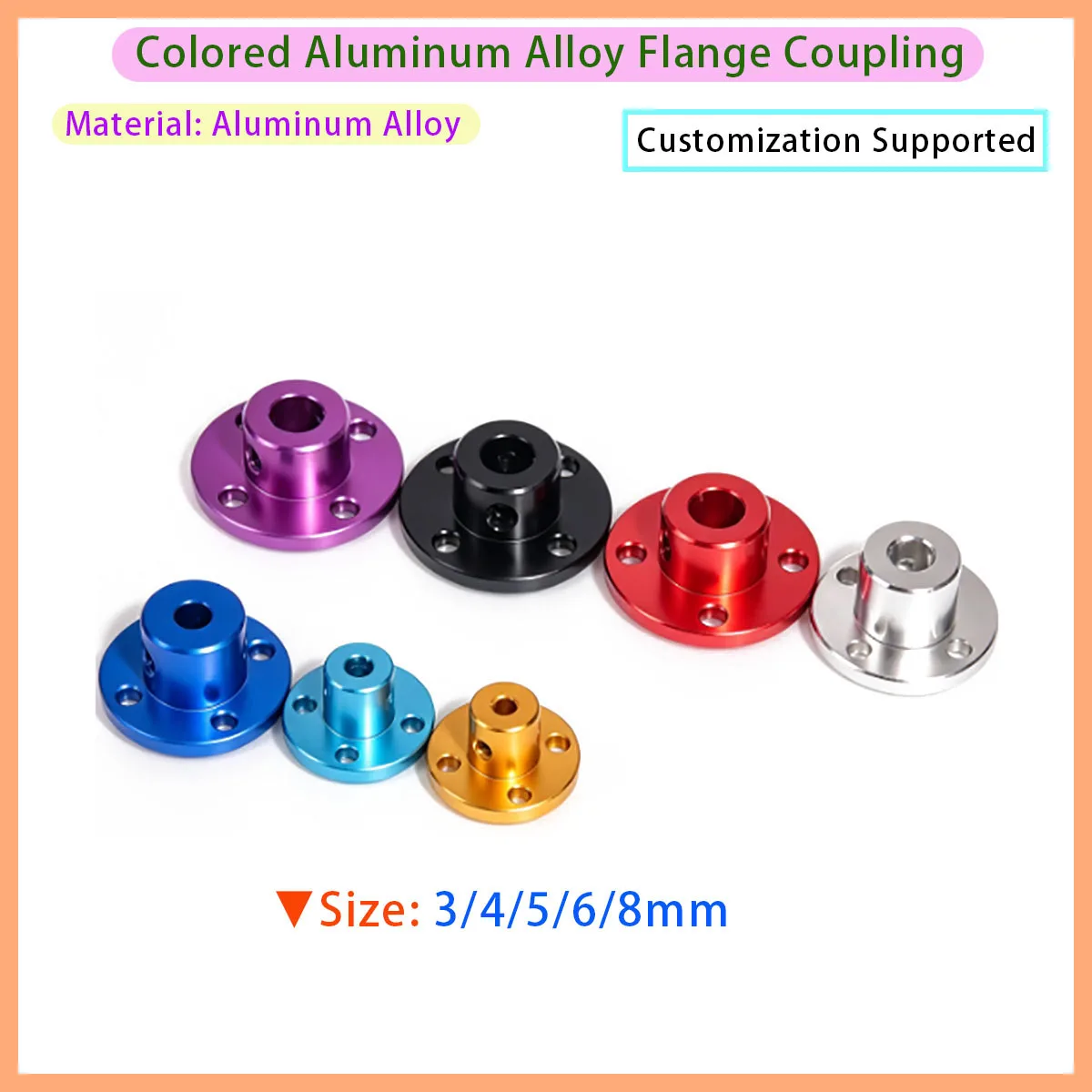 3/4/5/6/8mm Aluminum Alloy Flange Coupling Motor Guide Shaft Motor Connector Color Anodizing