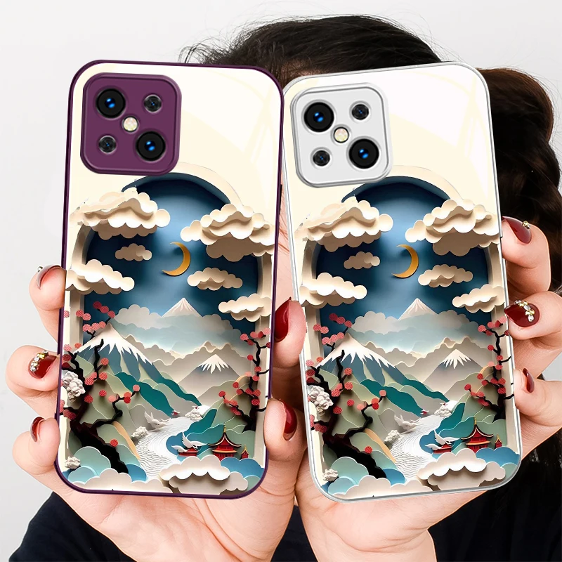 

Anime Forest Moon River For Find X5 X3 Lite Reno 6 4Z 5G OPPO A72 79 73 58 A54S OnePlus Nord N200 Tempered Glass Phone Case
