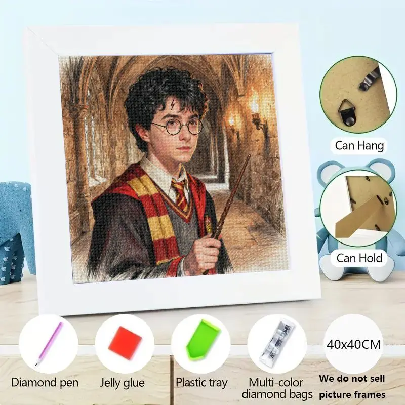 

1 шт. комплект алмазной живописи «Гарри Поттер», DIY 5D Full Drill Young Wizard с палочкой, мозаика, настенный декор замка Хогвартса, домашний Cra