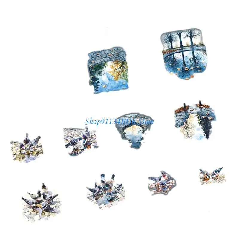  Nature Encouraged Water Puddle Trail Landscape PET Transfers For Artistic Journal Decoration