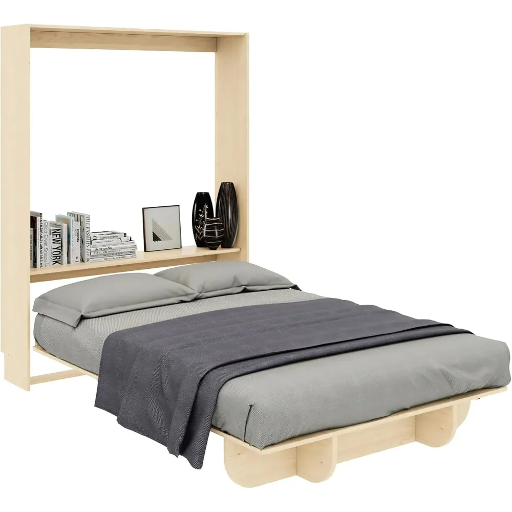 

Queen Size Murphy Bed, Vertical Hideaway Wall Bed, Manual Fold, Space Saving Furniture, Folding Into Shelves for Small Space