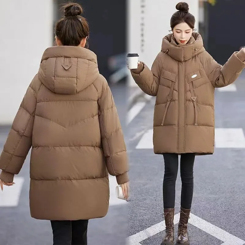 Cotton Jacket Winter Over the Knee Jacket Medium Long 2024 New Down Cotton Women Korean Version Temperament Thick Coat Loose fit