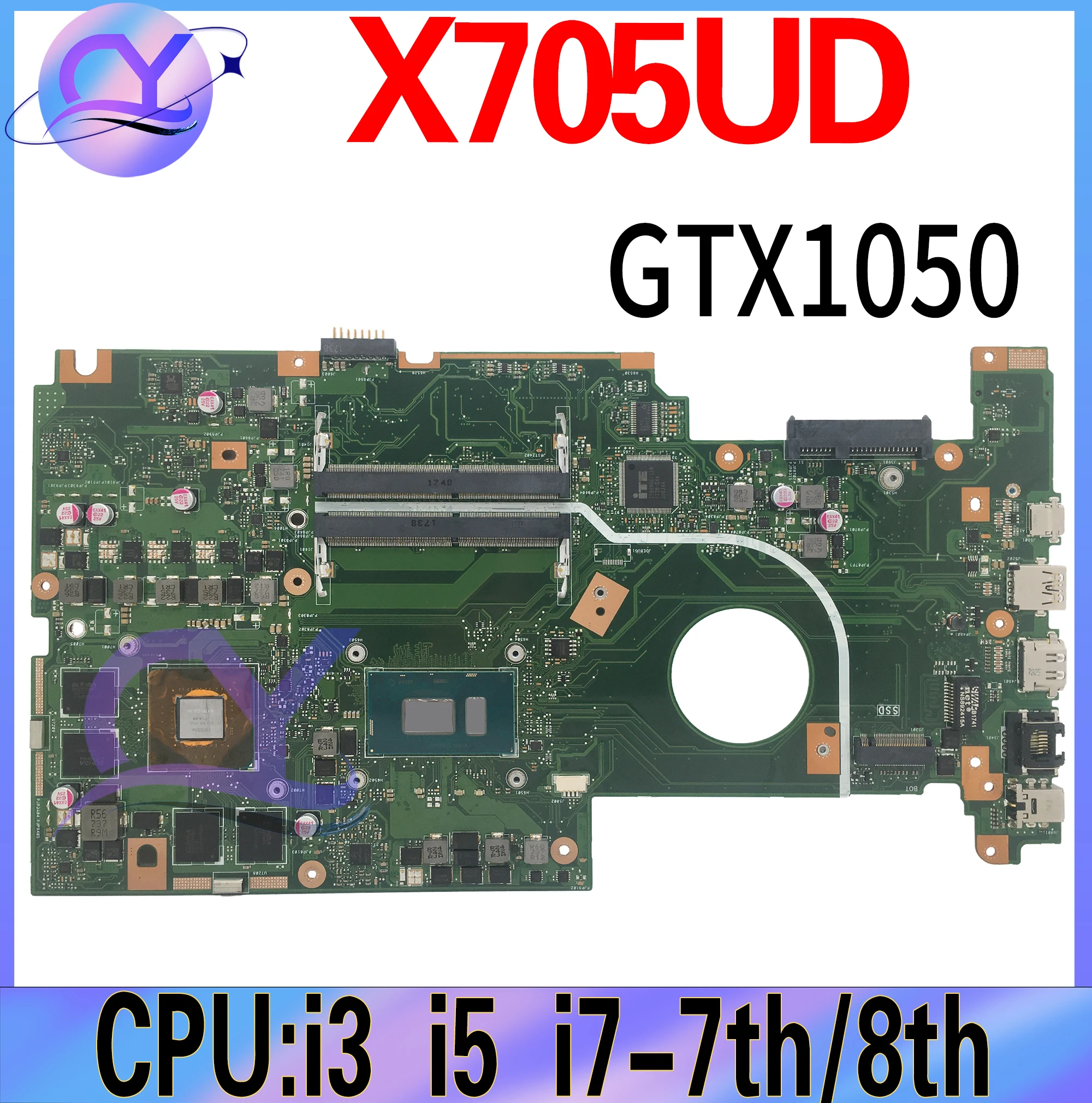 X705UD Mainboard For Asus Vivobook Pro 17 X705UDR X705U Laptop Motherboard I3 I5 I7-7th/8th GTX1050 DDR4 100% Working