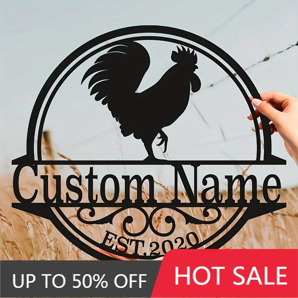 1PC Exclusive 1pc Personalized Rooster Metal Sign for Rustic Farmhouse Home Garden Decor Reusable Iron Wall Art in Timeless Styl