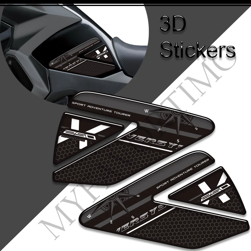 For Kawasaki VERSYS X 250 250X VERSYS-X Tourer X-250 Motorcycle 3DStickers Decals Gas Fuel Oil Kit Knee Protector Tank Pad Grips