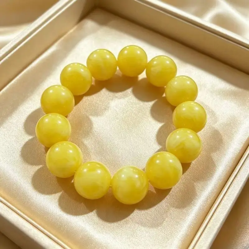 Classic Fashion Second-generation Yellow Honey Round Bead Single Circle Bracelet, Temperament Daily Jewelry Handicrafts