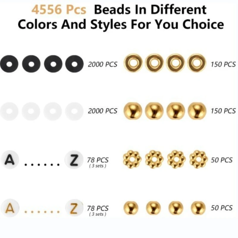 LENNIKColorful série Kit de perles d'argile douce, 4556/5100/6000 pièces de perles d'argile, ensemble de fabrication de bijoux à bricoler soi-même pour Bracelets, colliers et boucles d'oreilles