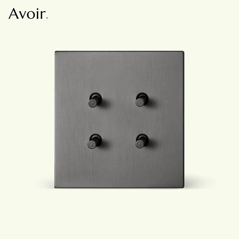 

Avoir Wall Light Switch Gray Stainless Steel EU UK French Standard Power Socket Type-C Charger Port Retro Toggle Switches Outlet