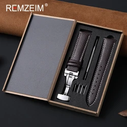 Lychee Pattern Leather Watch Straps 18/20/22mm Universal Wrist Bracelets with Butterfly Buckle for Women Men Wristwatch Band