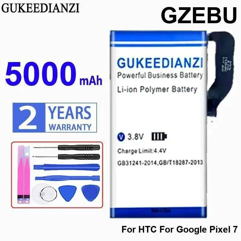 

Gzebu 5000 мАч для HTC Google Pixel 7, надежная мощность, экологически чистая батарея для мобильного телефона