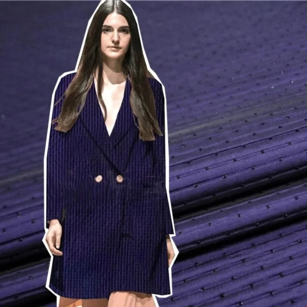 

Gold Brocade Jacquard Striped Embossed Yarn-dyed Blazer Dress Set European Brand Fashion Design Sewing Wholesale Cloth By Meter