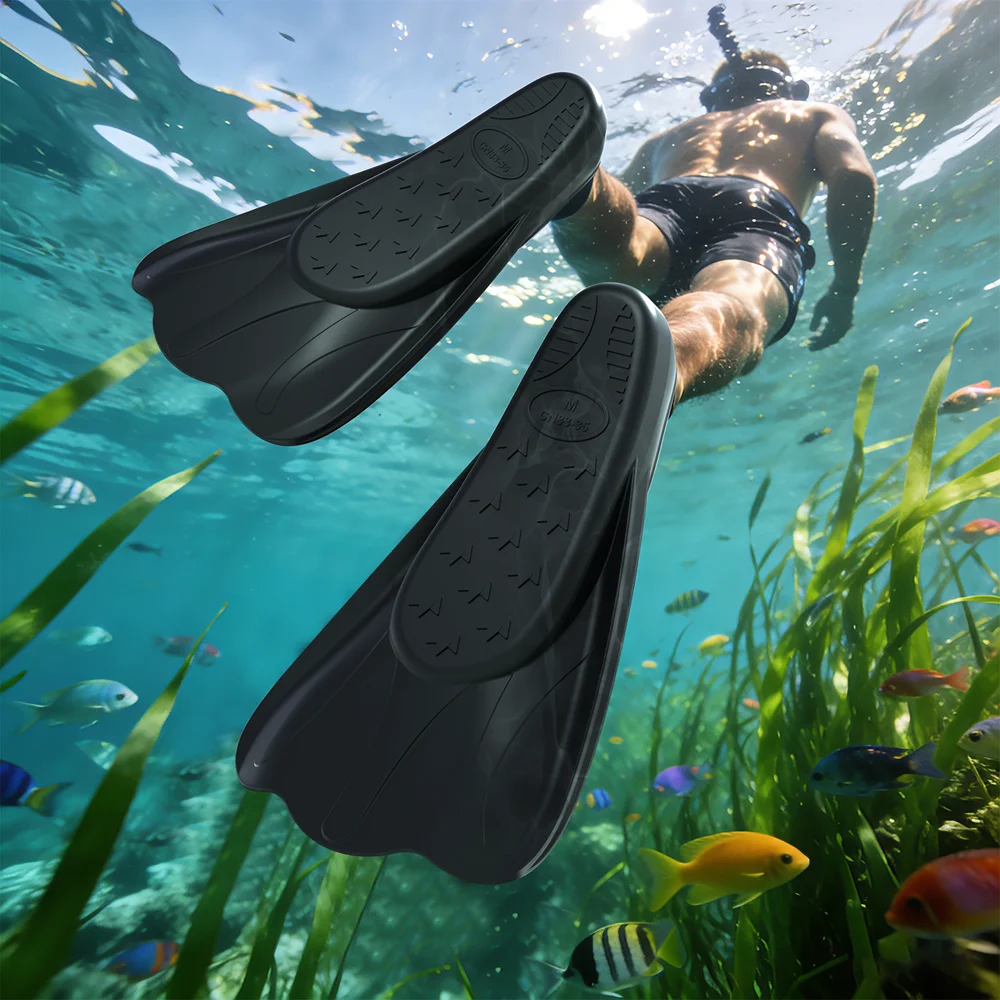 Silikon-Schwimmflossen Tauchflossen Komfortable Schwimmflossen zum Norkeln und Badeübungen Unisex mit Netzbeutel Reisegröße – Detail 5