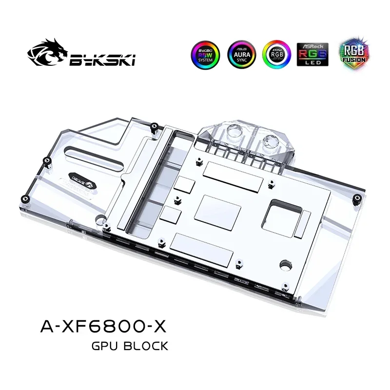 

Водяной блок Bykski для графического процессора XFX Radeon RX 6800/6800 XT Speedster Merc 319/медный радиатор с полным покрытием/подсветка RGB