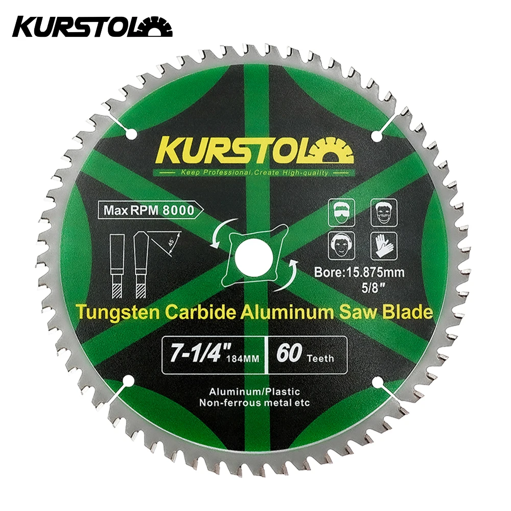 

KURSTOL 1Pc Hard Alloy Cutting Disc Dia 184/255/305MM Saw Blade For Aluminium Nonferrous Metal Plastic Circular Disc Cutter