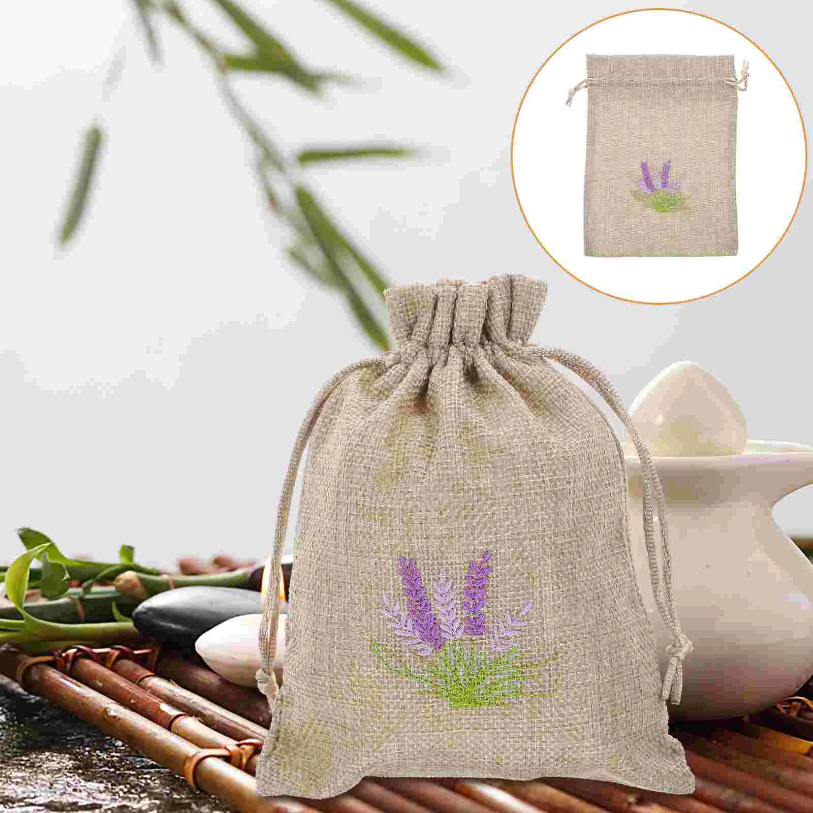 10 Pcs Portable Linen Lavender Sachet Bags Drawstring Closure Fragrance Sachets for Dried Flowers Storage Home Decor