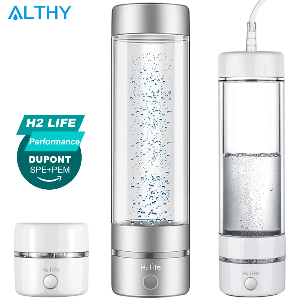 H2Life Performance Molecular Hydrogen Water Generator Bottle DuPont SPE+PEM Dual Chamber lonizer + H2 Inhalation Device