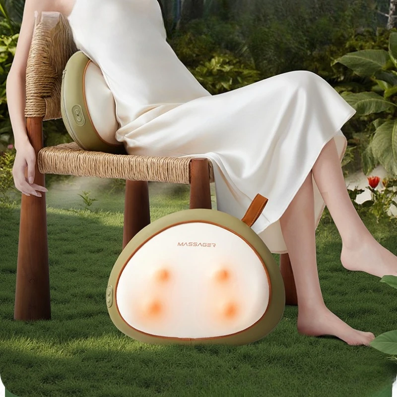 Heat Therapy Massage Pillow for Back & Neck, Reverse Kneading Lumbar Support Long-Lasting Battery Durable Design for Pain Relief
