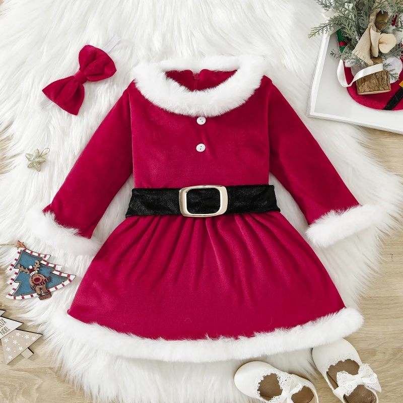 New cosplay anime Girls Christmas Dress Long Sleeve Santa Claus Costumes halloween  cos costume for girls 2023