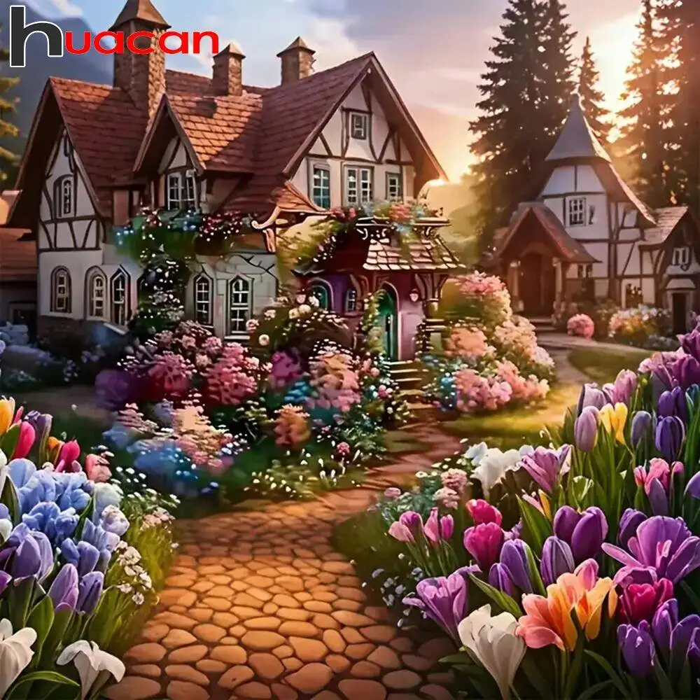 Huacan Diamond Mosaic Landscape 5D DIY Diamond Painting Cross Stitch Embroidery In Complete Kit Bedroom Decoration Wall Art