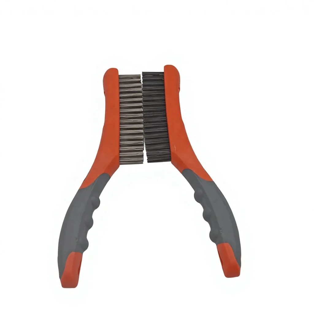 2pcs Wire Brushes Sets With Curved Rubber Handle For Cleaning Rust Corrosion Dirt Paint Scrubbing Deep Detailing Cleaning