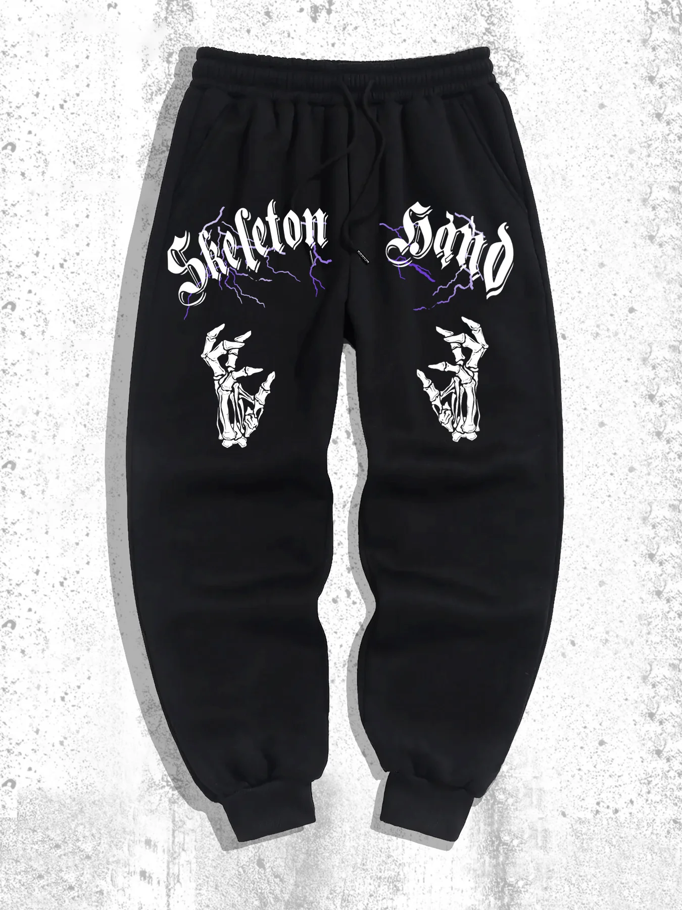 Skeleton Hand Print Trendy Harajuku Versatile Solid Color Outdoor Running Fitness Breathable Casual Comfortable Men Sports Pants