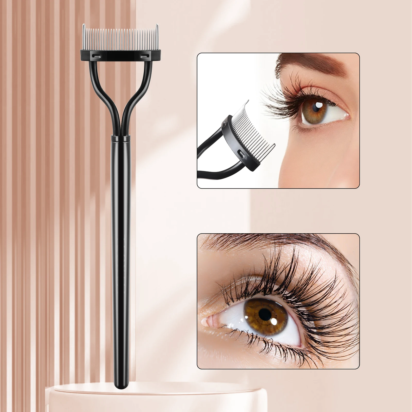 Eyelash Curler Stainless Steel Lash Separator Foldable Metal Eyelash Brush Comb Mascara Curl Beauty Makeup Cosmetic Tool