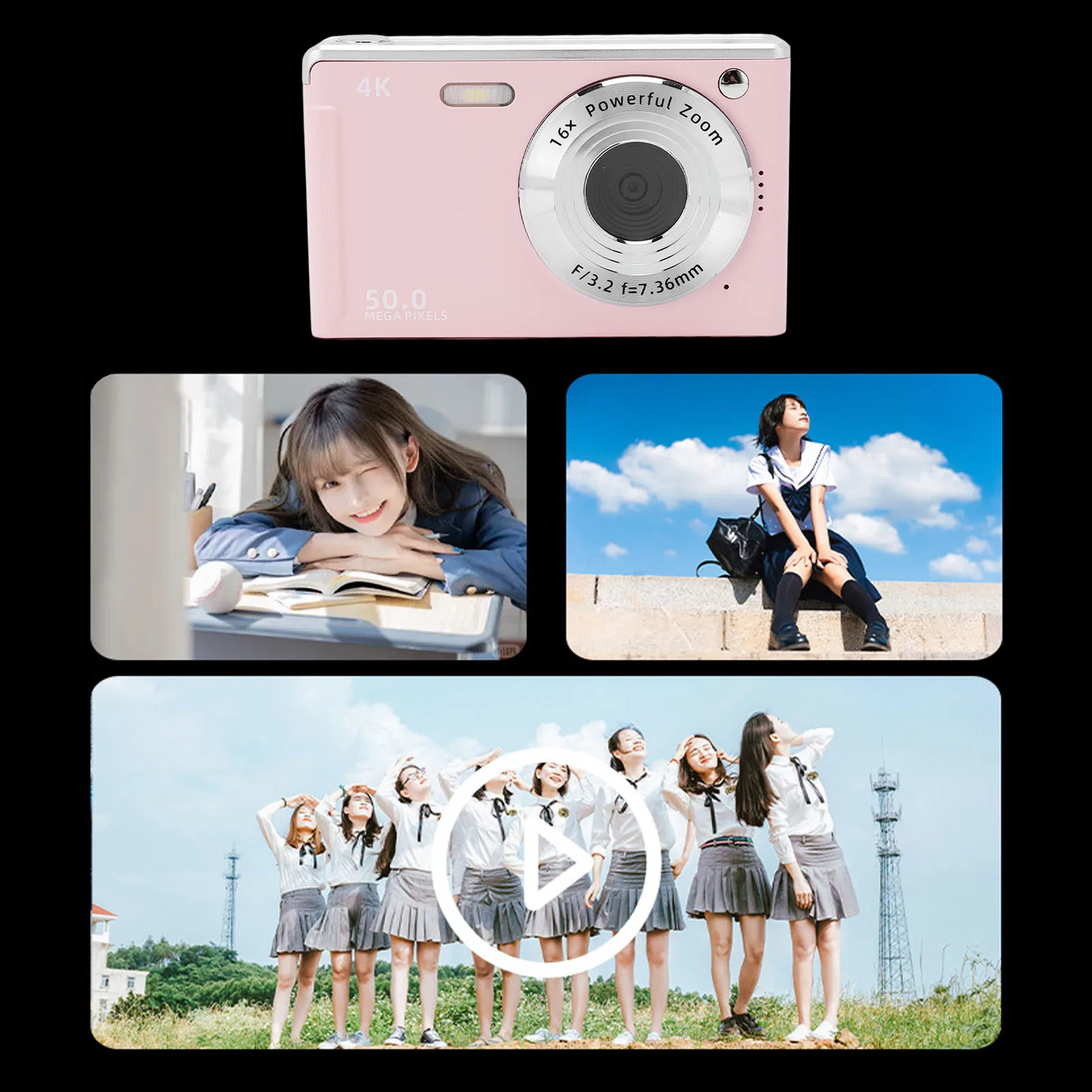 كاميرا رقمية محمولة كاميرا رقمية مضادة للاهتزاز ملء الضوء 2.8 بوصة شاشة AF ضبط تلقائي للصورة 700MAH 4K 50MP للصورة #6