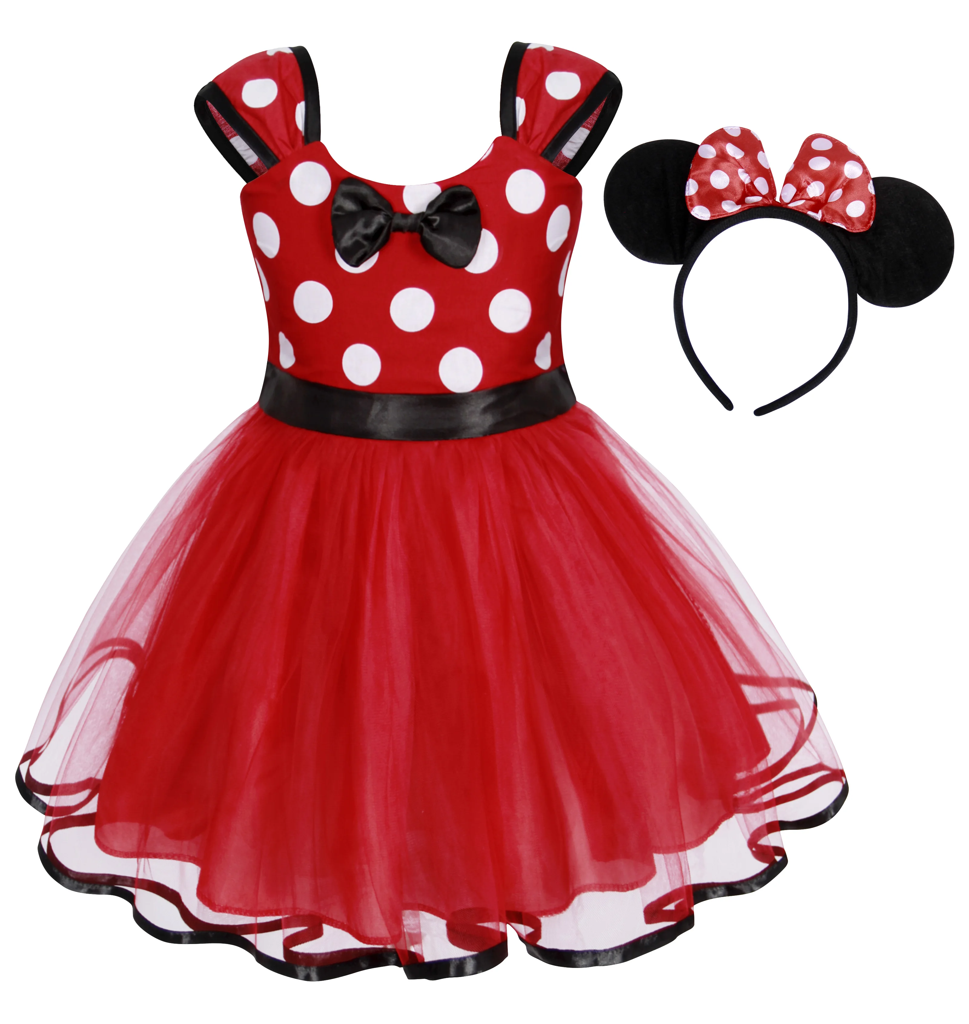 

Jurebecia Princess Mini Mouse Costume Girls Polka Dots Fancy Dress Up Costume Birthday Party Tulle Dresses With Headband