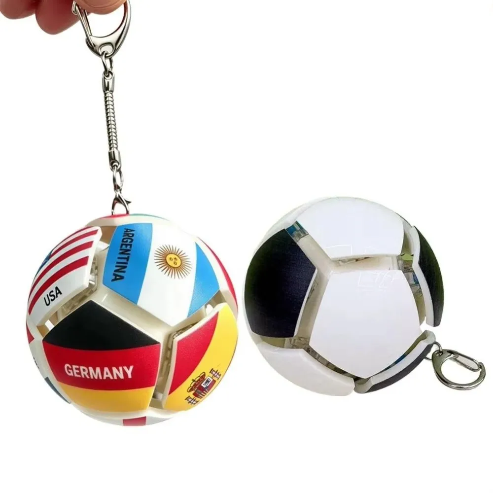 Multi-National Team Design Soccer Keychain Gift Box Packaging Squeeze Sensory Feature Mini Football Keychain Key Clip Included