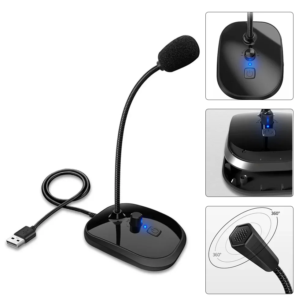 Desktop Mic Gaming Microphone Desktop Setup Adjustable Microphone Flexible Neck High Sensitivity Indicator Light Mute Button