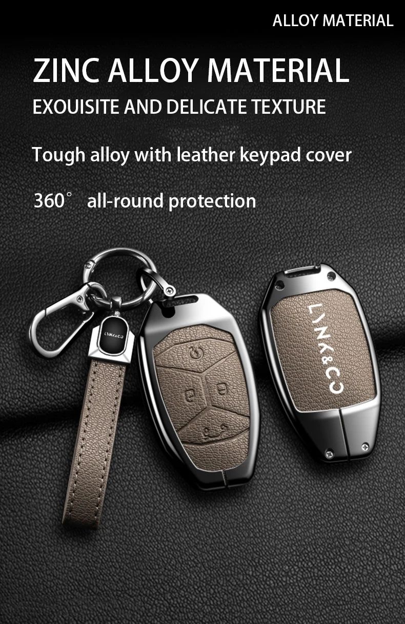 High Quality Zinc Alloy Leather Car Key Case Cover Shell For LYNK CO 05 09 01 06 Auto Protector Interior Keychain Accessories