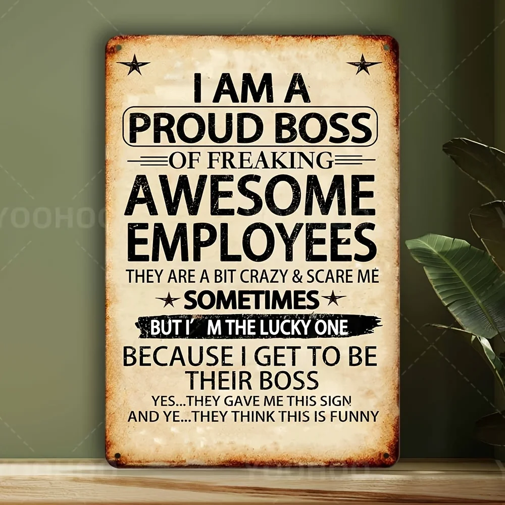 1 Funny Boss Metal Wall Sign - Vintage Office Decor with 