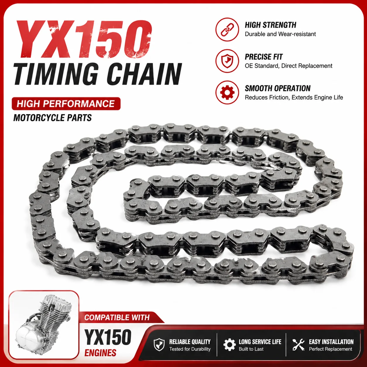 Original 90 Links YX150 YX160 Timing Chain Kit Engine For YX 150cc 160cc Dirt Pit Bike Motorcycle ATV Quad Motorbike Motocross