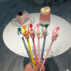 Reusable Silicone Straw Plug for 6-8 mm Straws Cartoon Drinking Dust Cap Straw Tips Cover Cup Accessories Drinkware Kitchen Tool