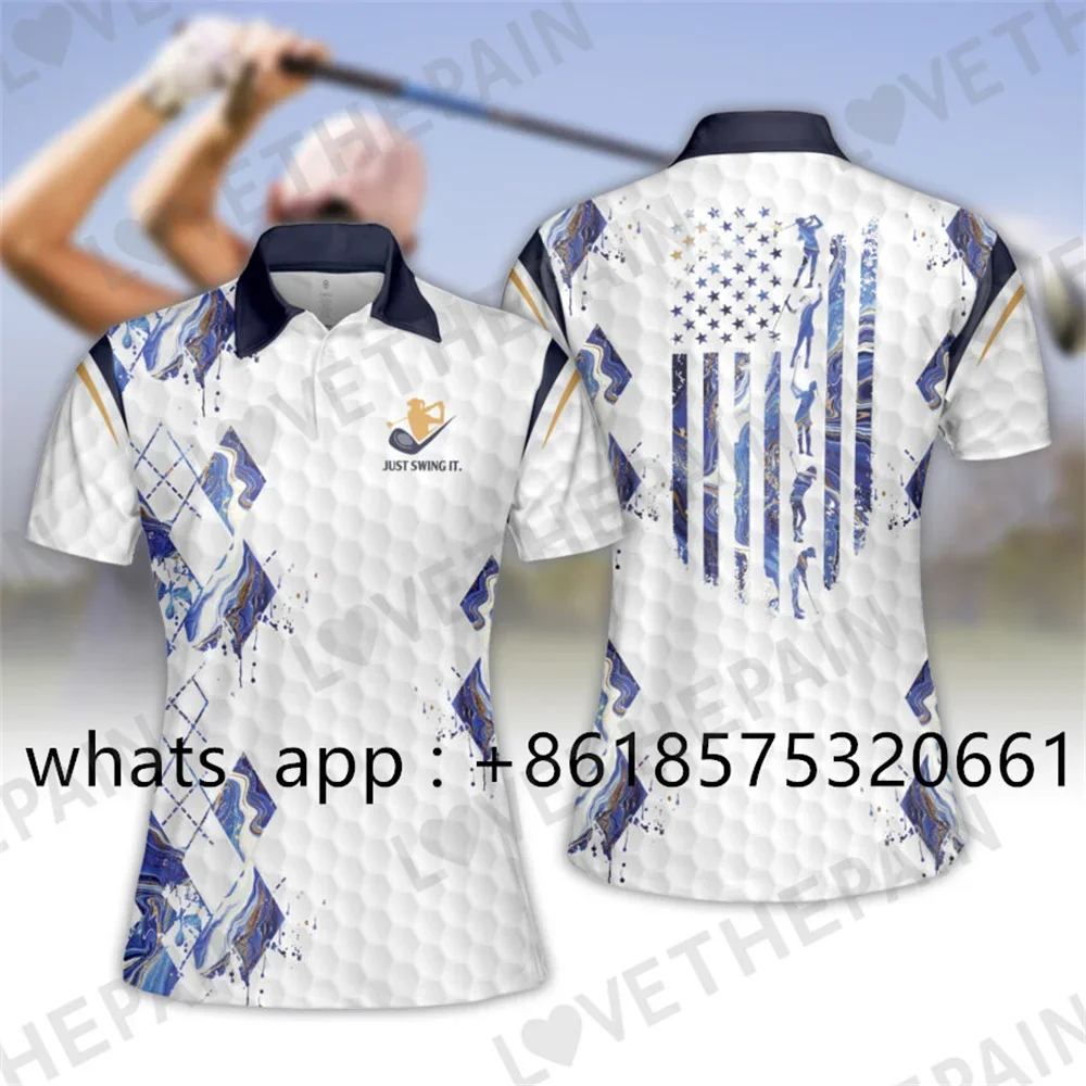 Fitness Sports Golf Polo Shirt Women Outdoor Sport Badminton Table Tennis Golf Polo Breathable Shirt Buttons Lapel Print Apparel