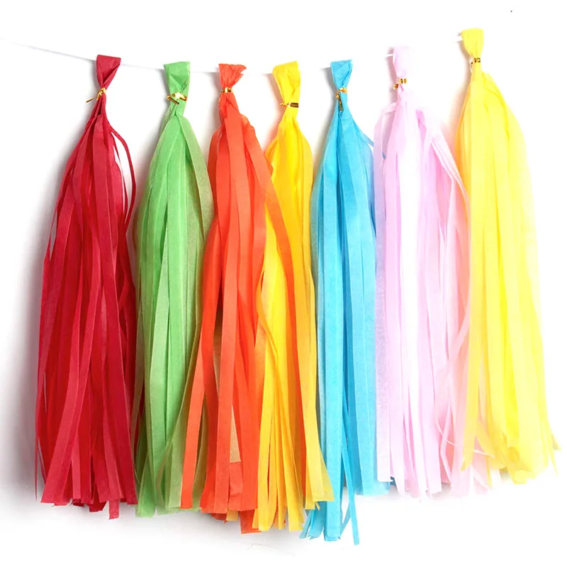 5pc/lot Color Paper Tassel 12*35cm Red Pink White Romantic Party Decoration Birthday Wedding Valentine's Day Balloon Collocation