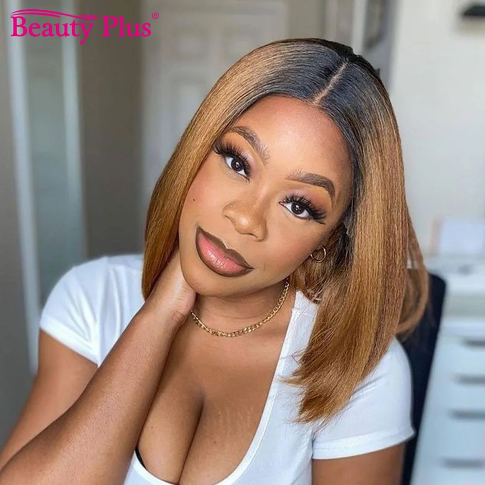 

Colored T30 Bob Wig 13x4 Lace Front HD Transparent Lace Remy Straight Human Hair Wig for Black Women Pre Plucked 180% Brazilian