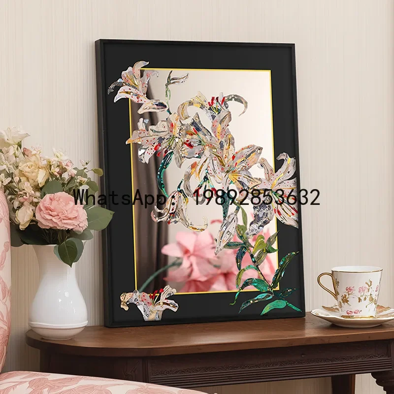 LYY New Chinese Style Lily Flower Mirror Painting Decorative Abstract High-End Oil Painting