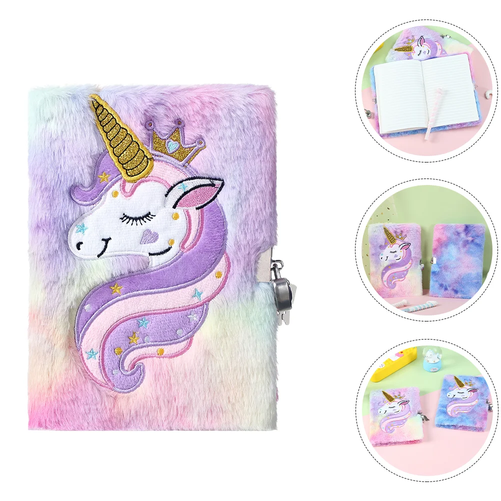 

Diary with Lock Notepads The Notebook Girls Plush Students Stationery Journal for Fluffy Travel Child Cartoon