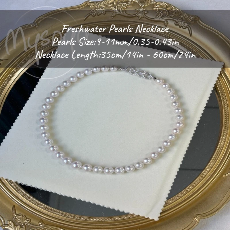 

MYSOYA 9-11mm White Edison Freshwater Pearl Necklace With Gift Box For Her/Him Birthday/Wedding/Christmas/New Year Gift