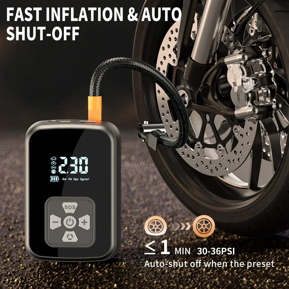 YIJU Rechargeable Tire Inflator Electric Portable Inflator For Car Motorcycle Bicycle Air Compressor Football Ball Inflator Pump