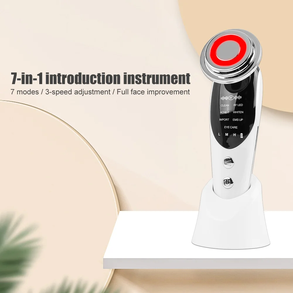 Dispositivo de elevación de microcorriente 7 en 1 RF y EMS, vibración LED, rejuvenecimiento de la piel de la cara, eliminador de arrugas, dispositivo de belleza Facial antienvejecimiento