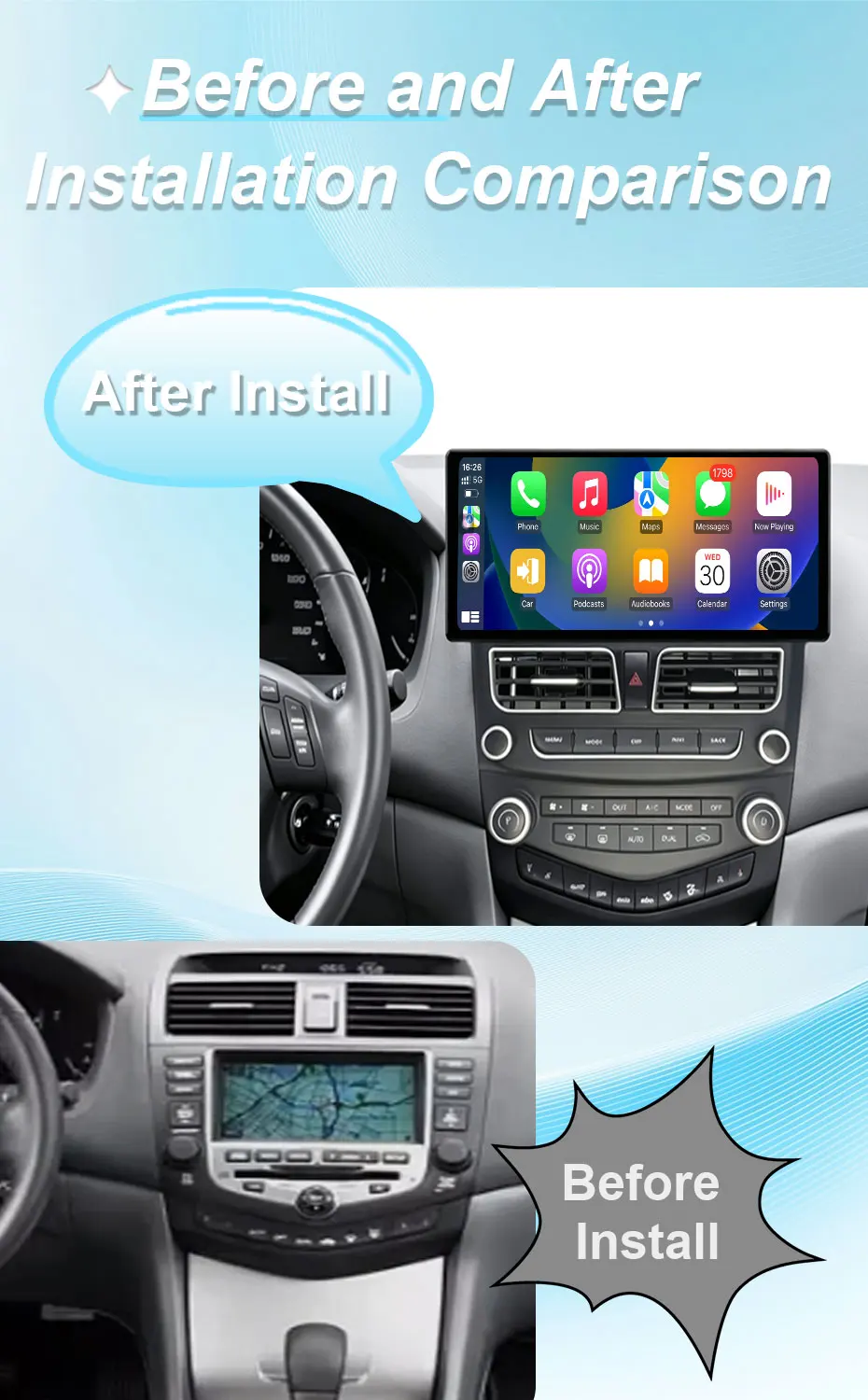 For Honda Accord 7 2004‑2007 Multimedia Player 12.3
