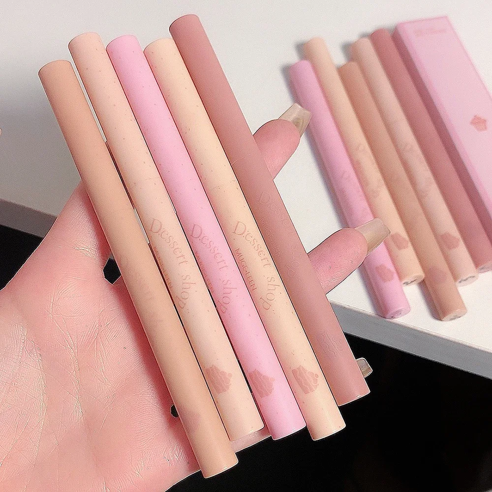 Novo Matte Lip Liner Pen Long Lasting Contour Batom Non-stick Impermeável Smooth Velvet Lipliner Lápis Nude Pink Lip Maquiagem