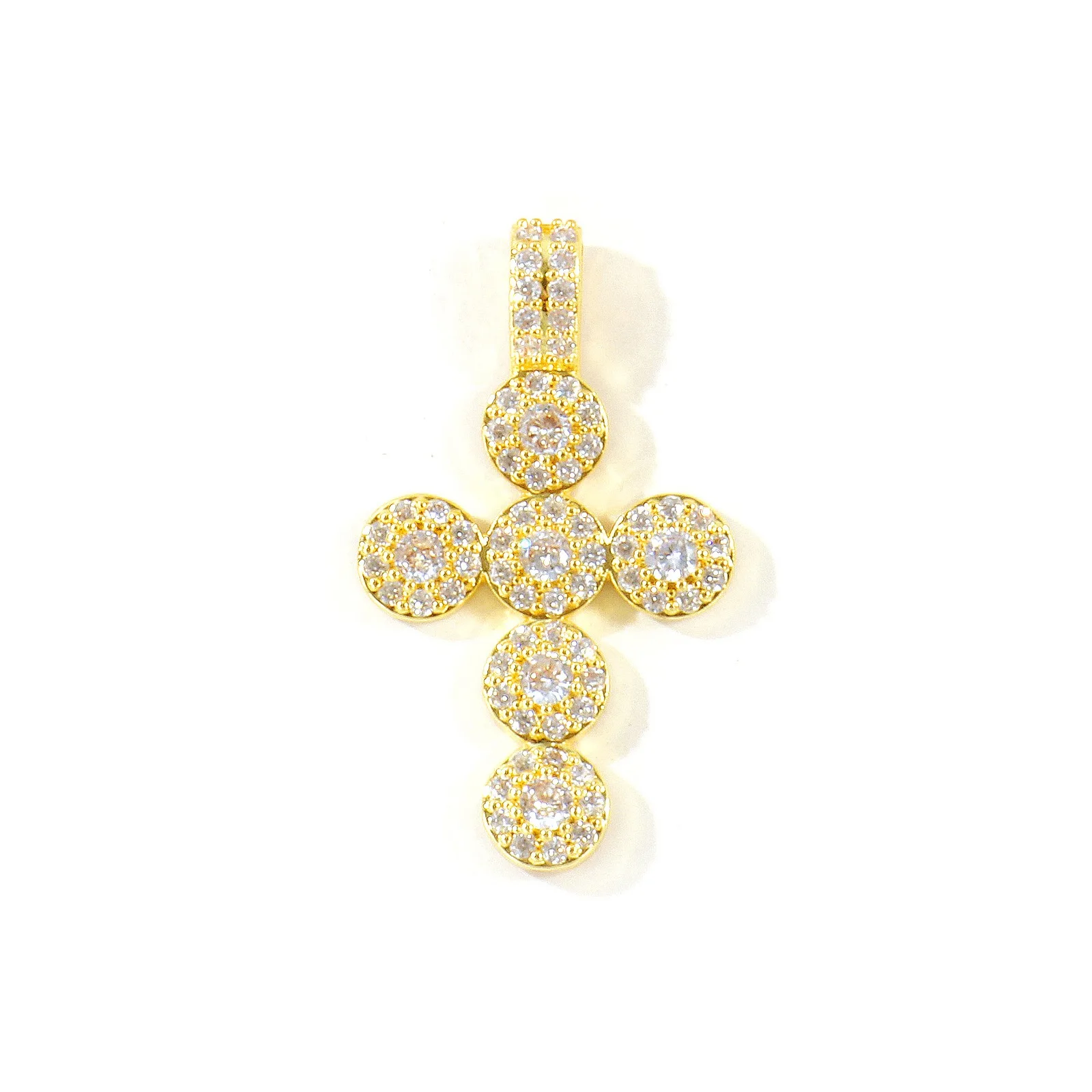 1 Stück religiöser Kreuzanhänger, Mikro-Pavé, klare Zirkonia, Messing, 18K vergoldeter Anhänger für DIY-Halskettenzubehör, Großhandel – Detail 5