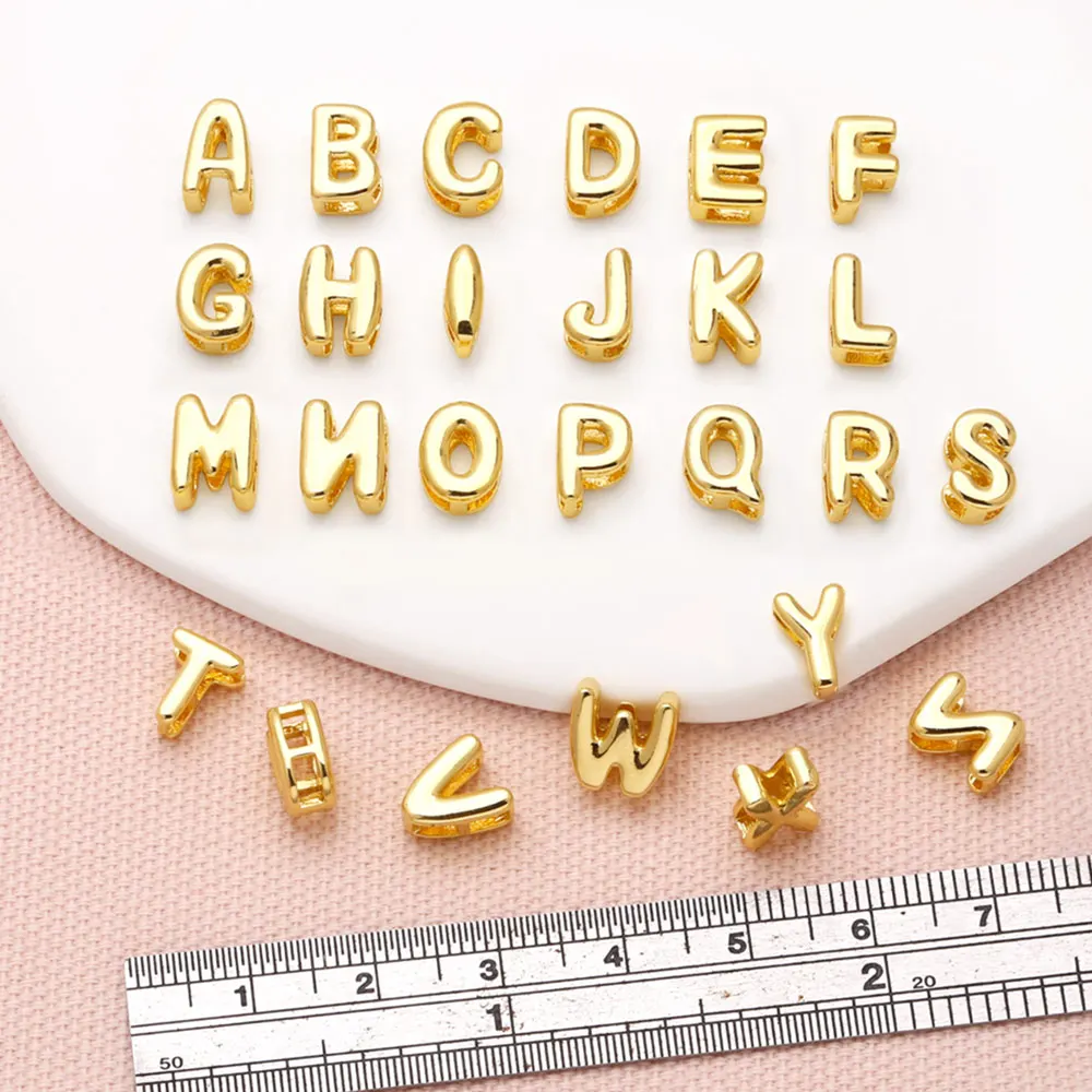 OCESRIO Fashion Small Polish 26 Initial Letters Pendant for Necklaces Copper Gold Plated Jewelry Making Supplies pdtb647