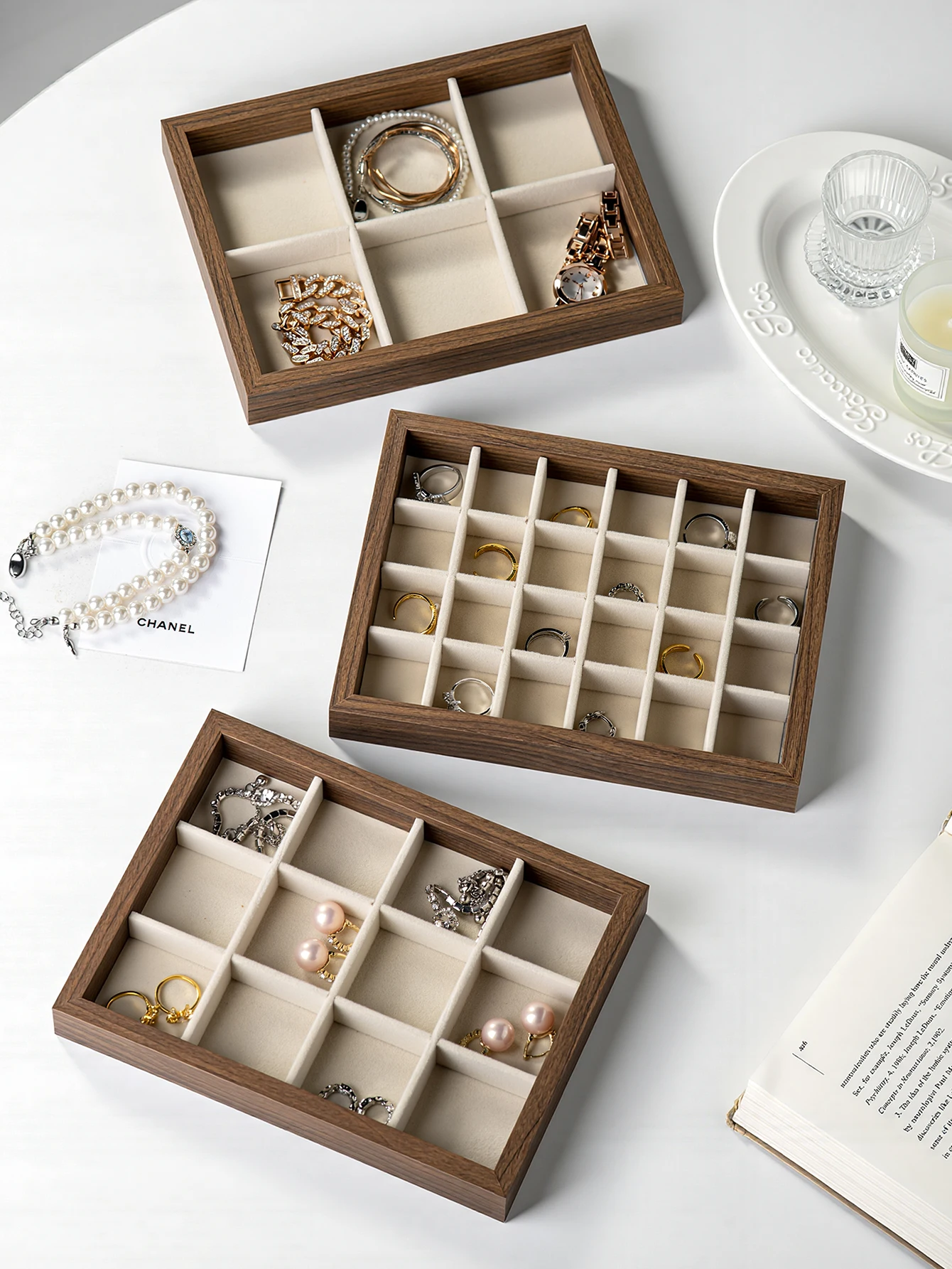 1pc Jewelry Organizer Tray, Stackable Earring Storage Trays for Dresser and Drawer, 6/12/24 Slots for Rings, Earrings